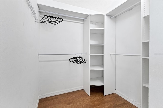 walk in closet featuring wood finished floors