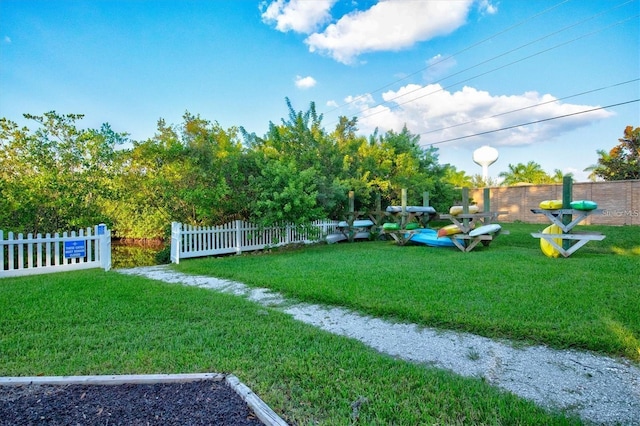 view of yard featuring fence private yard