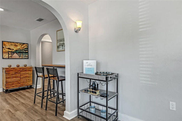 interior space with light hardwood / wood-style flooring