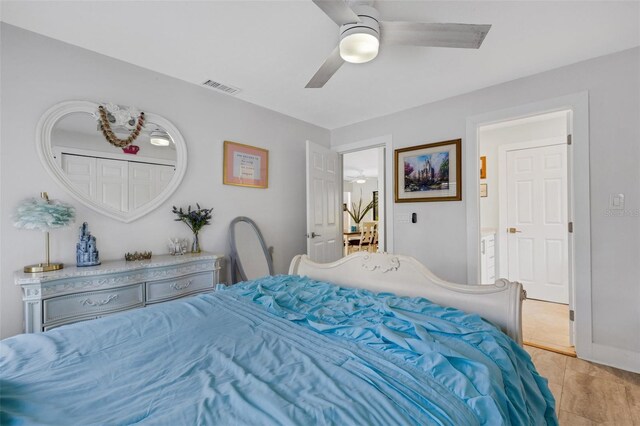 bedroom featuring ceiling fan