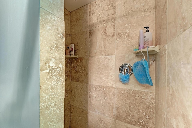 details with a tile shower