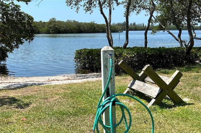 exterior space featuring a water view