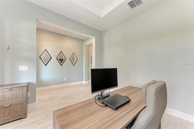 office space featuring light hardwood / wood-style flooring