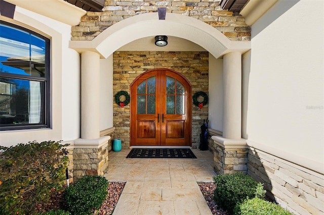 property entrance with french doors