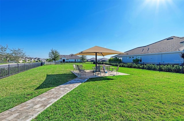 view of yard with a patio area and a fenced backyard