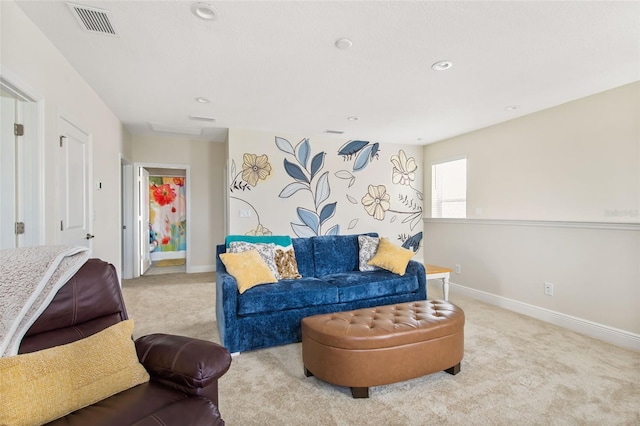 living room with carpet floors