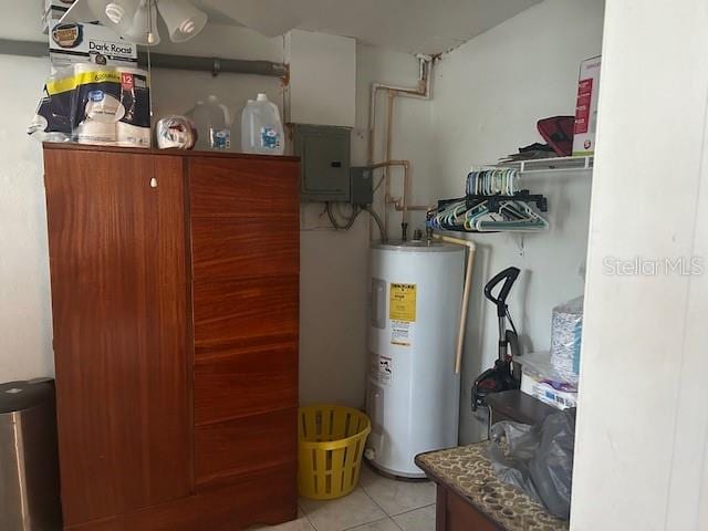 utility room with water heater and electric panel