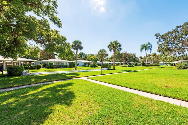 view of property's community featuring a yard