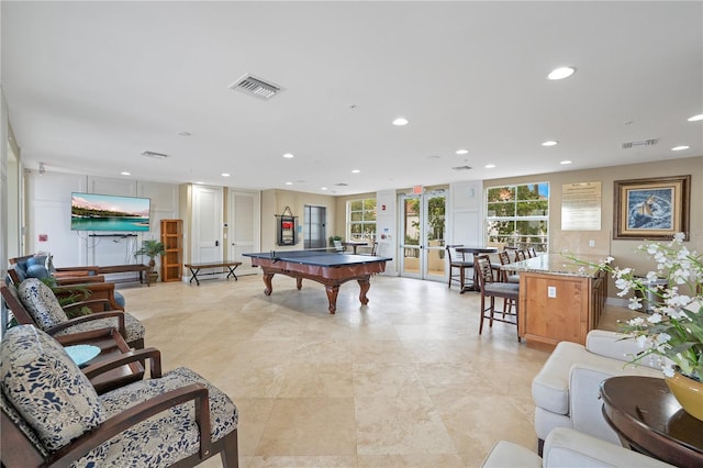 game room with pool table