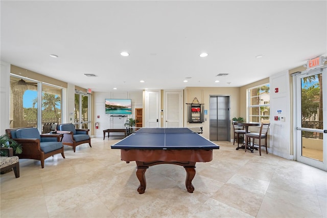 playroom featuring pool table and plenty of natural light