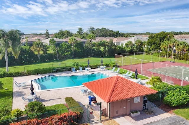 view of pool featuring a patio