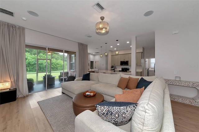 living room featuring light hardwood / wood-style flooring