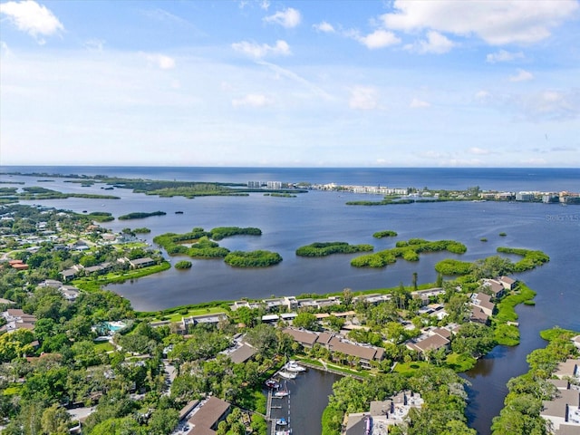 bird's eye view featuring a water view