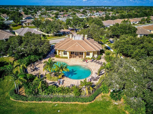 view of pool featuring a residential view and a patio