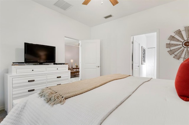 bedroom featuring ceiling fan