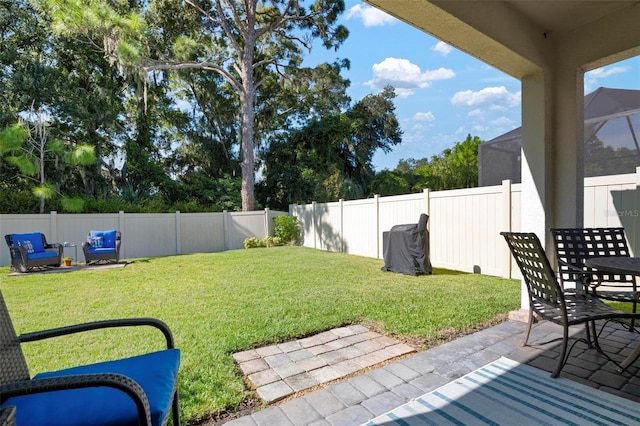 view of yard with an outdoor hangout area and a patio area