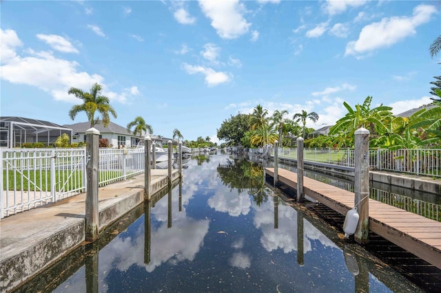 dock area featuring a water view