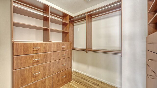 spacious closet featuring light wood-type flooring