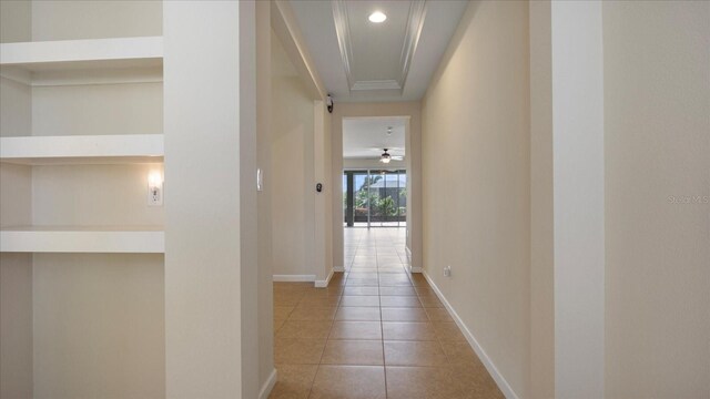 hallway with light tile patterned floors