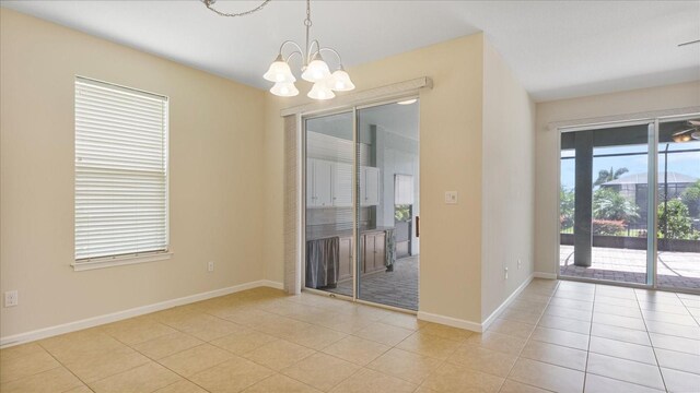 interior space featuring an inviting chandelier