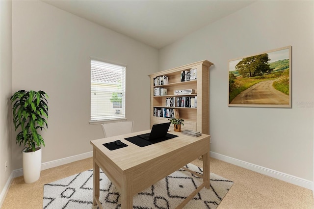 view of carpeted home office