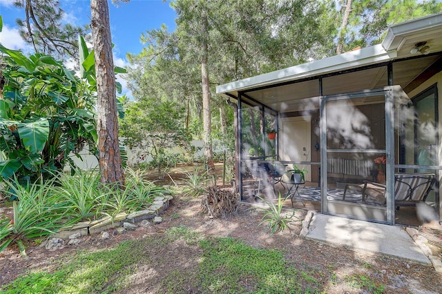 view of yard with a sunroom