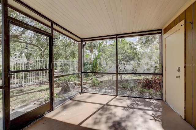 view of unfurnished sunroom