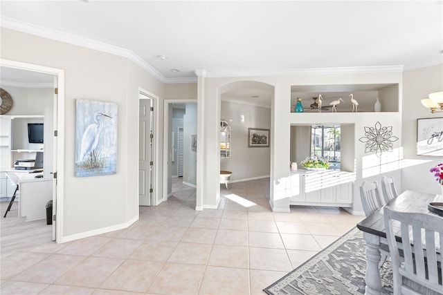 interior space with crown molding