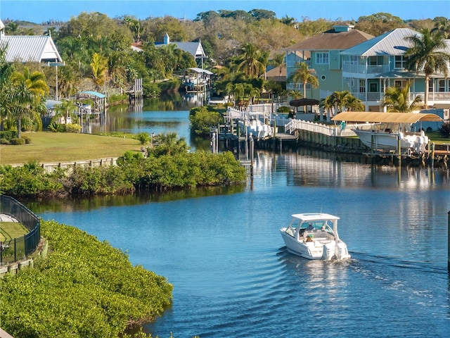 view of water feature featuring a boat dock