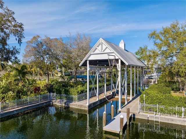 view of dock featuring a water view