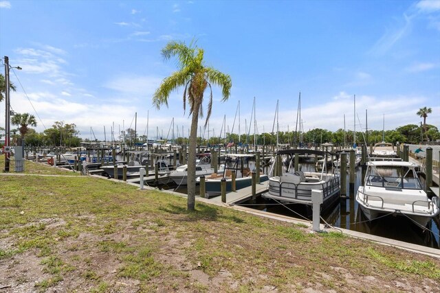 dock area featuring a water view