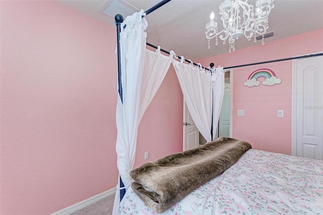 carpeted bedroom with a closet