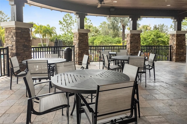 view of patio with ceiling fan