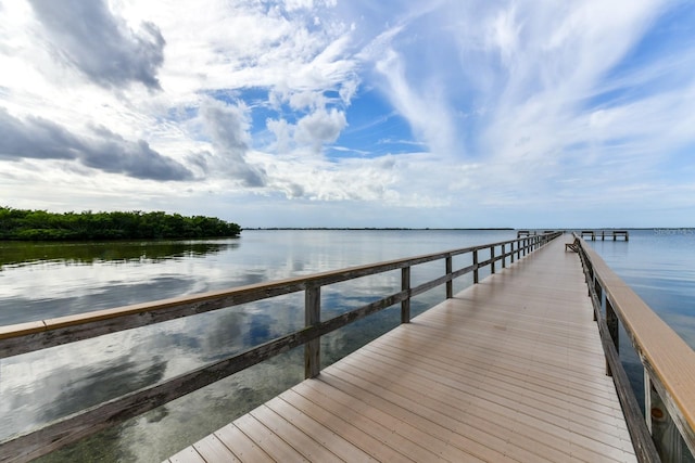 view of dock featuring a water view