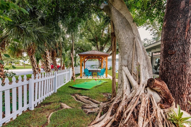 view of yard with a gazebo