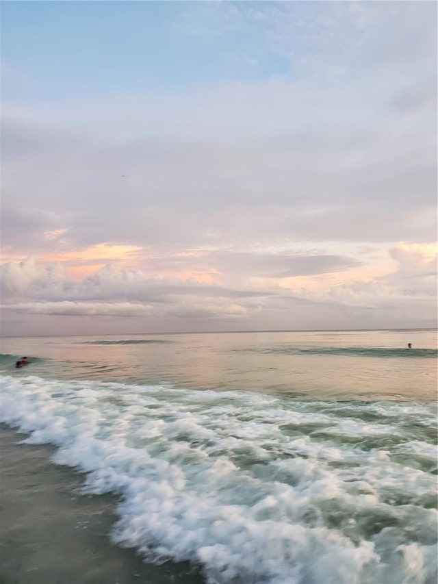 view of water feature featuring a beach view