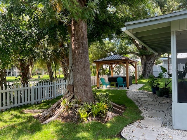 view of yard with a patio area and a gazebo