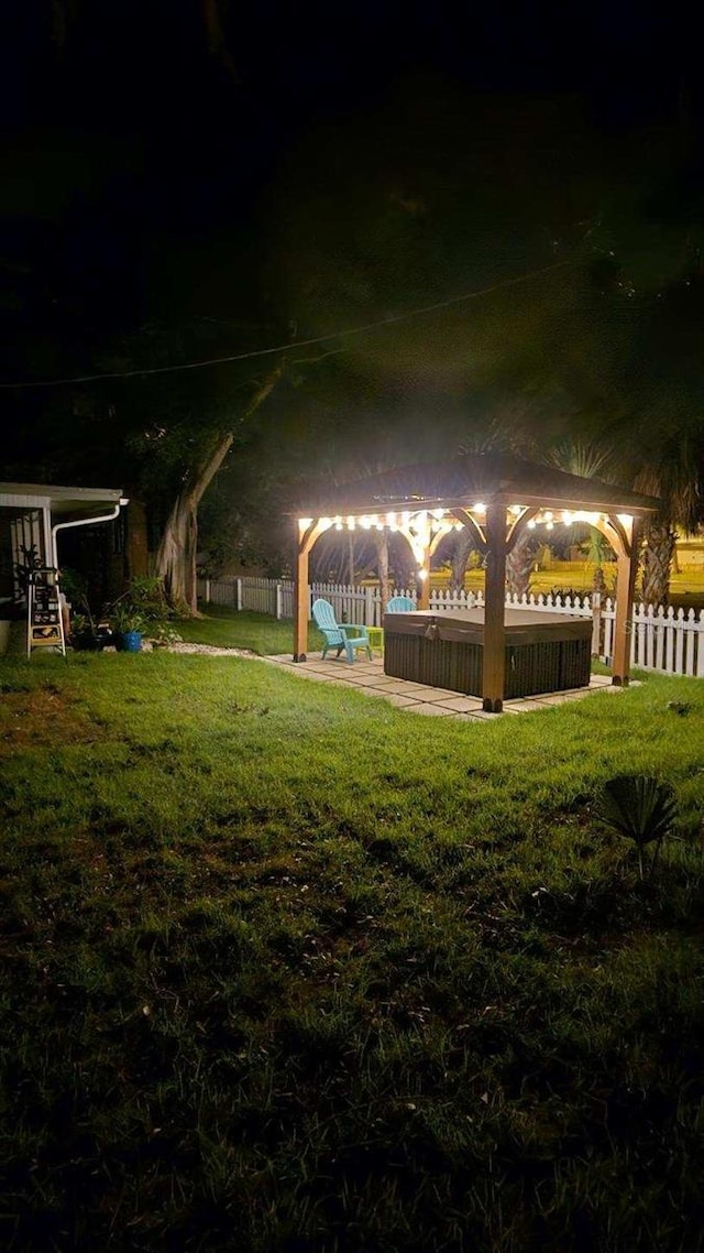 yard at night with a playground