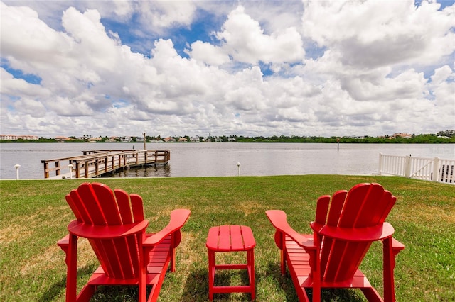 view of yard with a water view