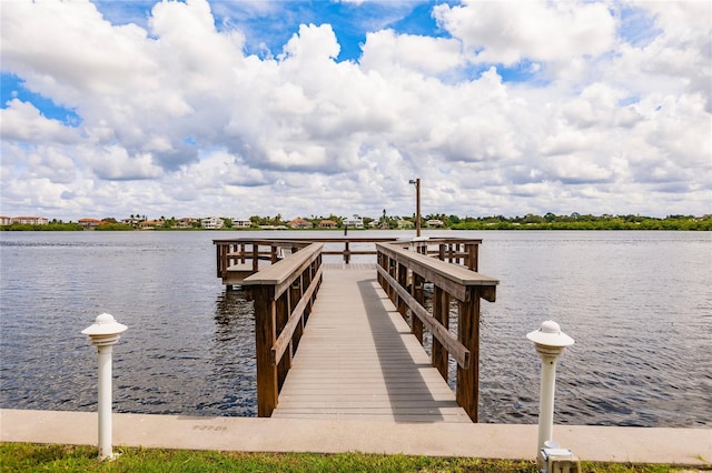 view of dock featuring a water view