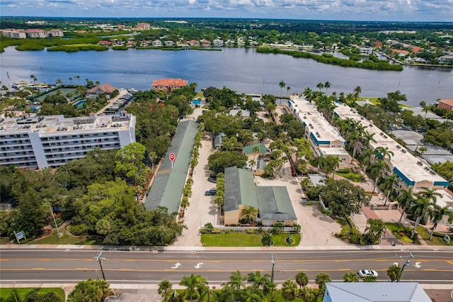 bird's eye view featuring a water view