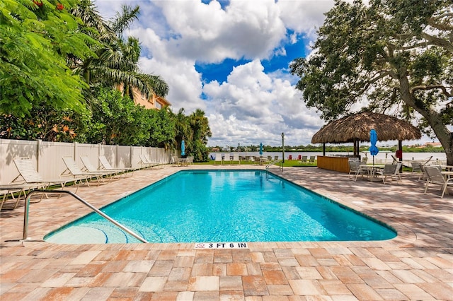 view of pool featuring a patio area