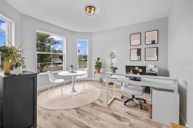 office area featuring light wood-type flooring