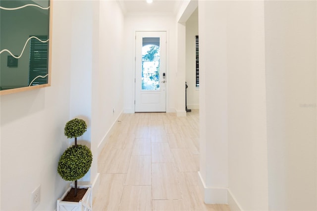 interior space with crown molding