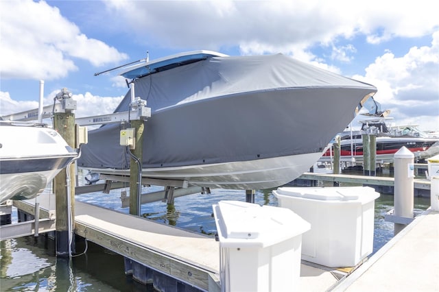 dock area with a water view