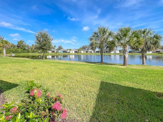 view of yard featuring a water view