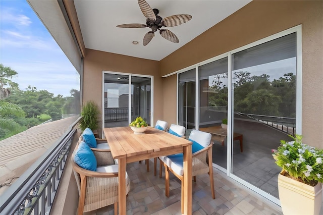 balcony with ceiling fan