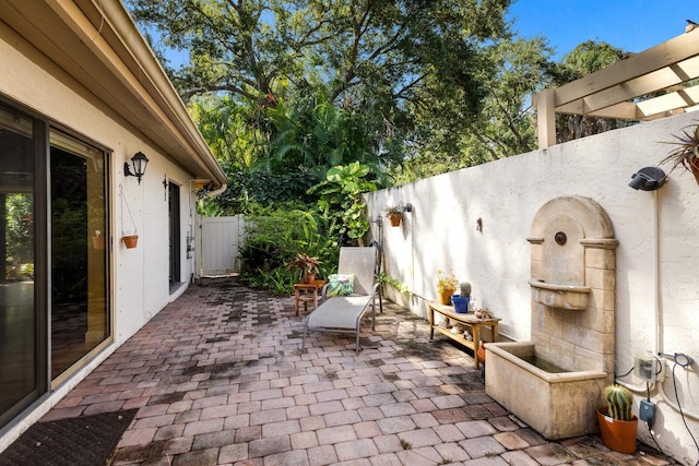 view of patio / terrace featuring a pergola