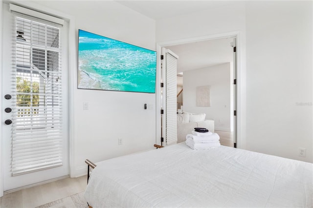 bedroom featuring light hardwood / wood-style flooring