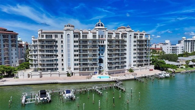 view of property with a water view